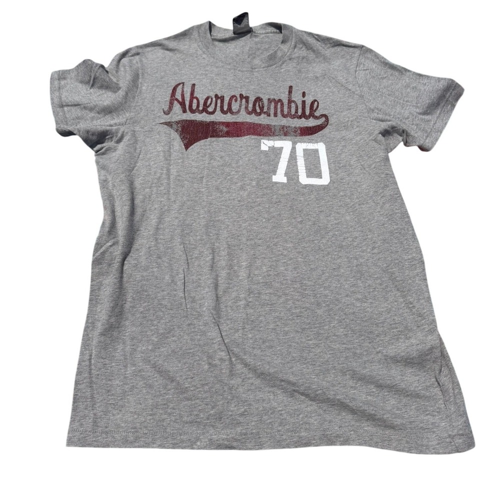 Vintage A&F Y2K Men's XL "Abercrombie" Graphic Grey Crew Neck Muscle Tee
